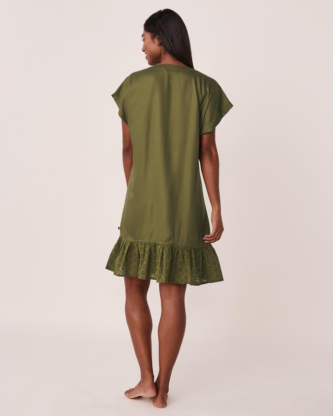 la Vie en Rose Women’s Green Crochet Detail Short Sleeve Dress
