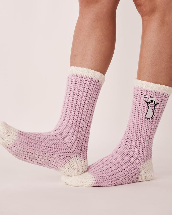 la Vie en Rose Women’s Orchidée Knitted Socks with winter Embroidery