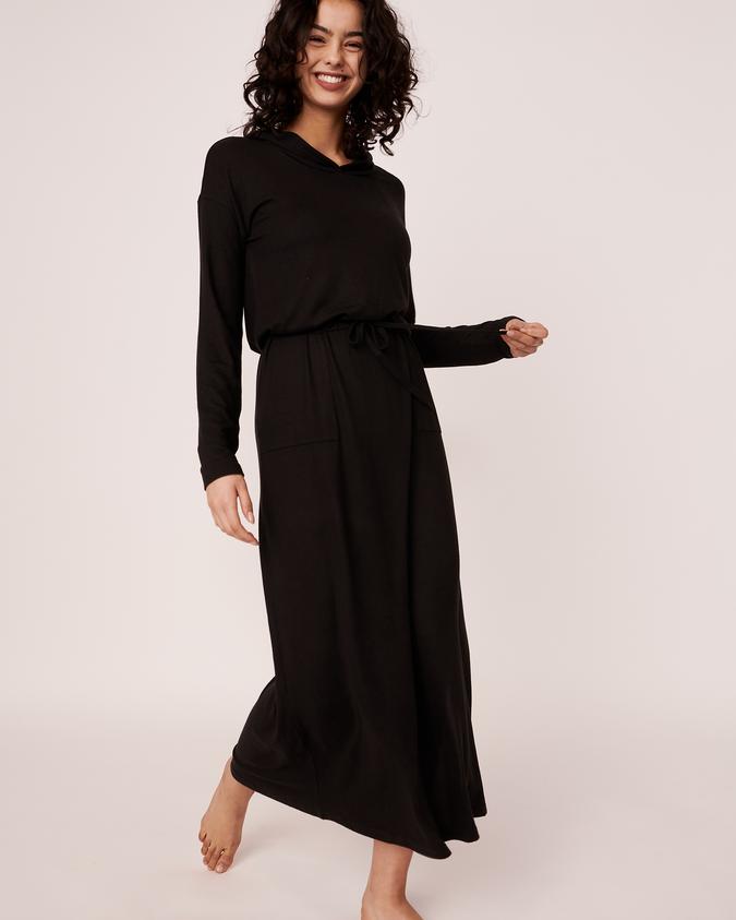 la Vie en Rose Women’s Black Soft Knit Hooded Maxi Dress