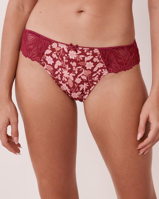 la Vie en Rose Women’s Rich floral Microfiber and Lace Bikini Panty
