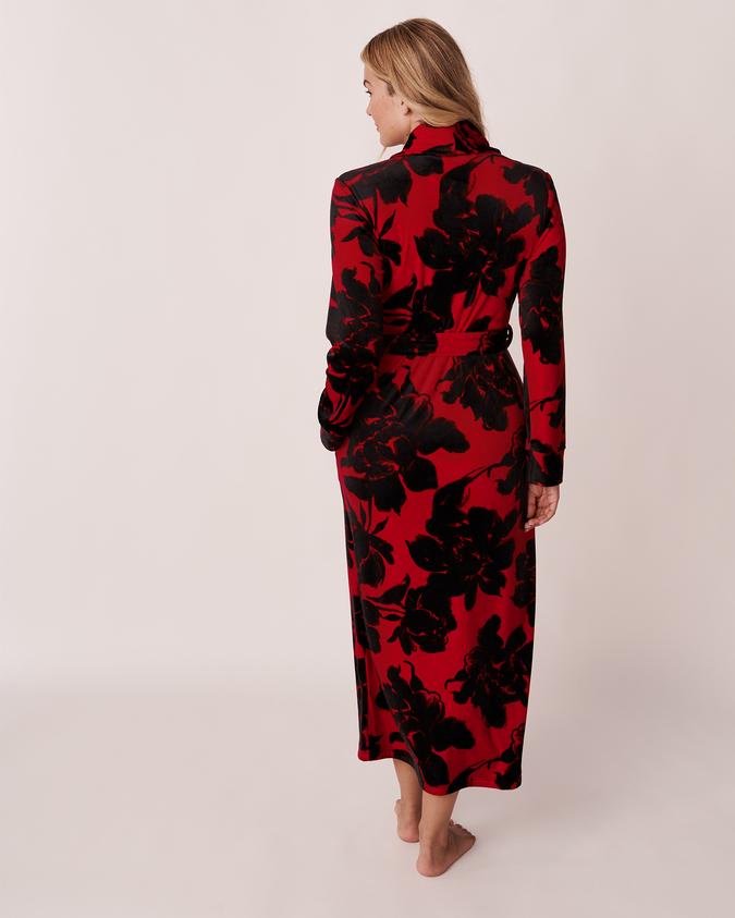 la Vie en Rose Women’s Romantic floral Long Velvet Robe
