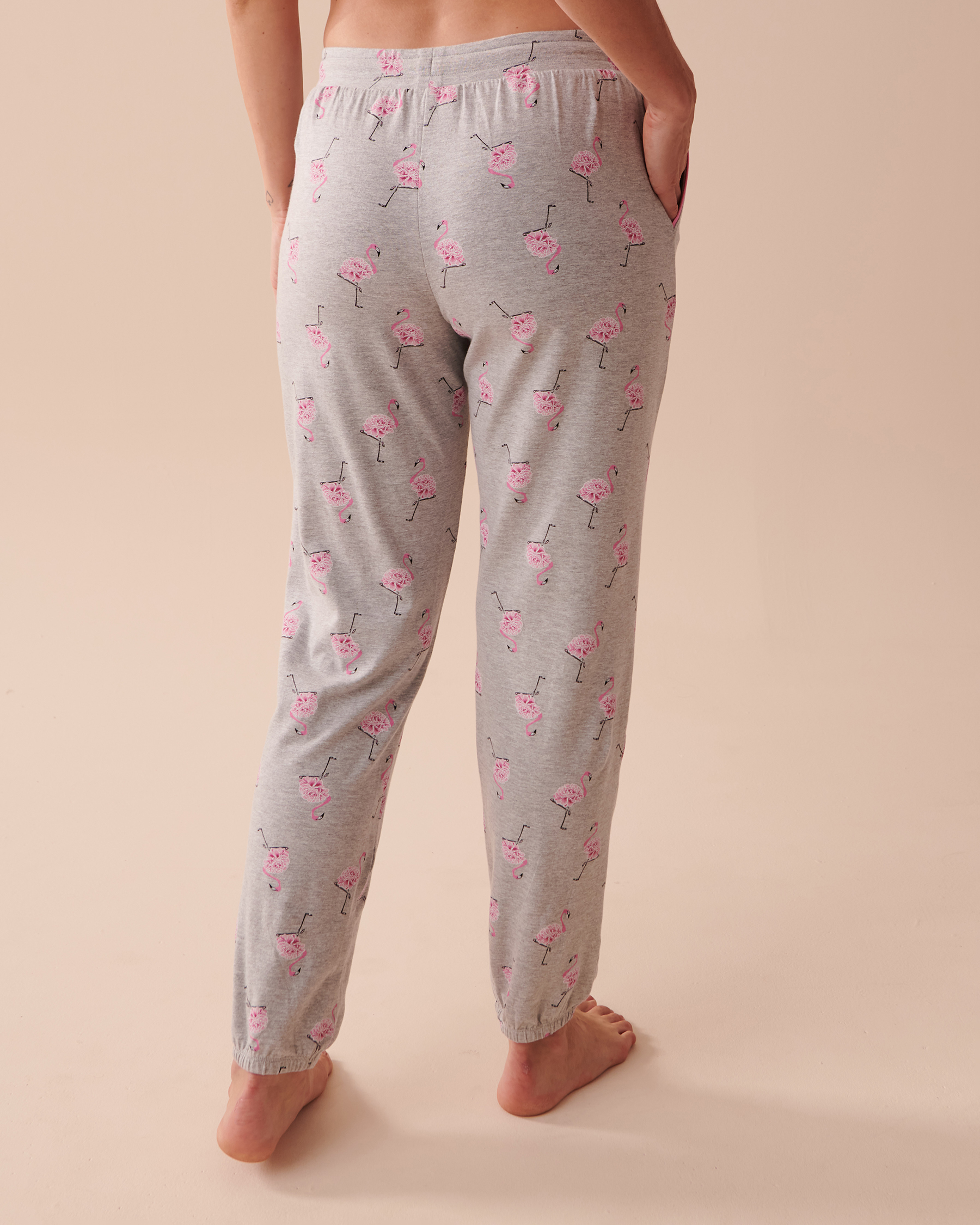 la Vie en Rose Women’s Pink Flamingo Cotton Pink Flamingo Jogger Pajama Pants