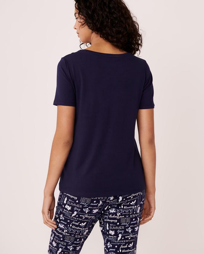 la Vie en Rose Women’s Maritime blue Flocking Detail Scoop Neck T-shirt