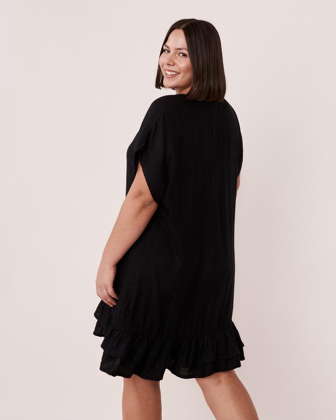 la Vie en Rose Women’s Black Button-down Short Sleeve Dress