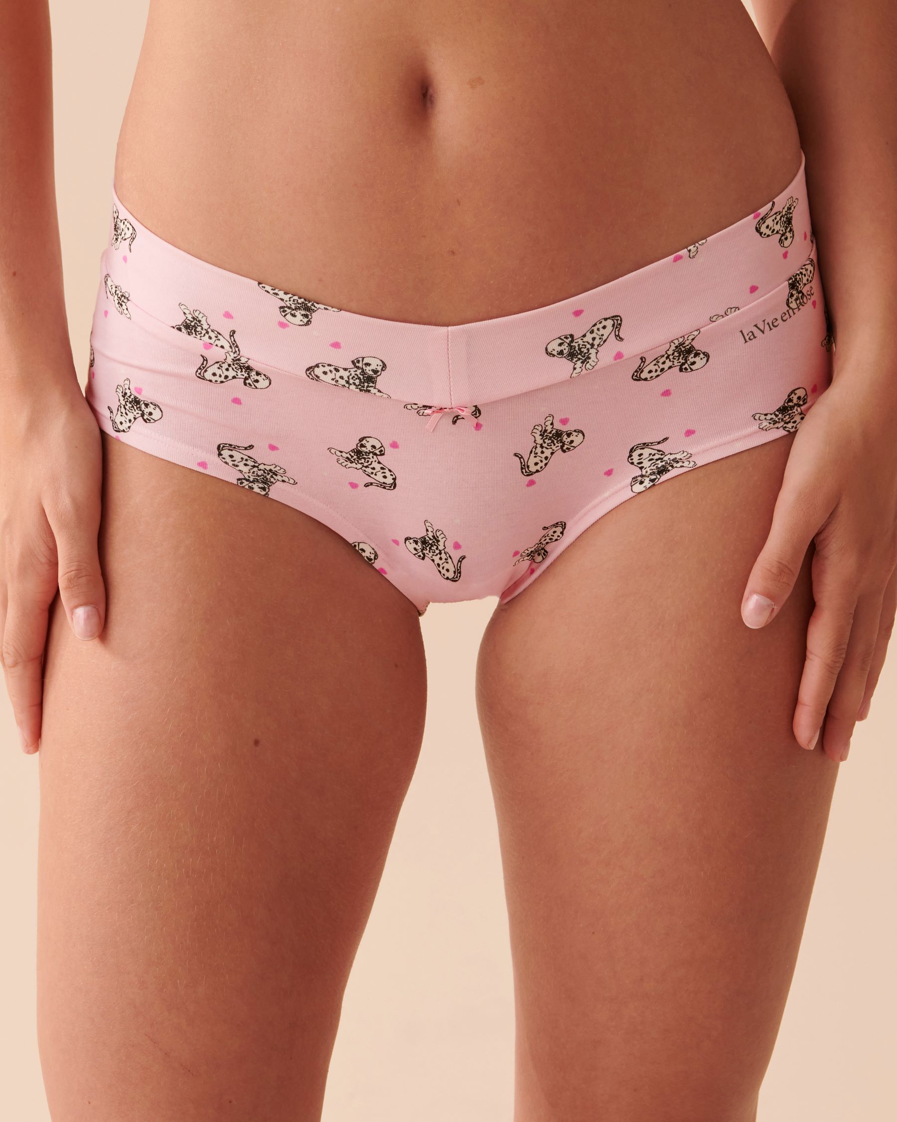 la Vie en Rose Women’s Pink Dalmatian Cotton Hiphugger Panty