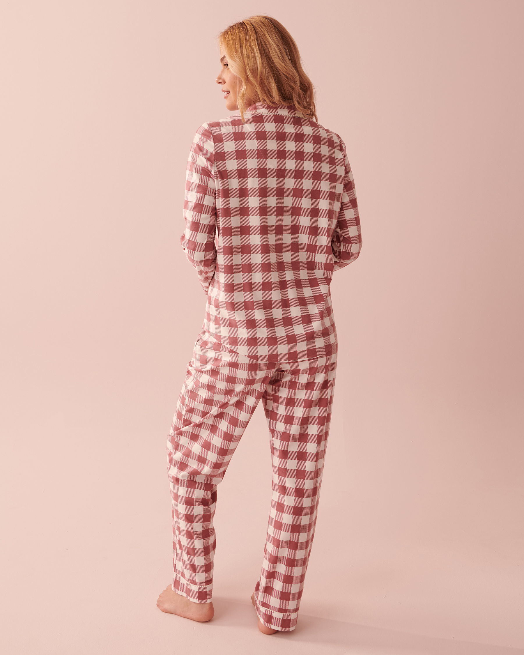 la Vie en Rose Women’s SMALL ORCHID PLAID Luxury Flannel Long Sleeve Shirt PJ Set