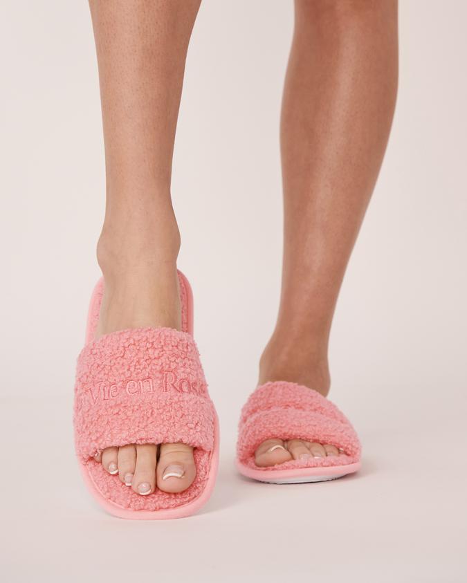 la Vie en Rose Women’s Flamingo pink Open Slide Slippers