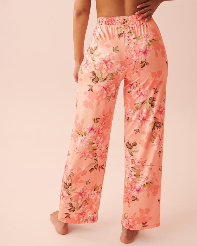 la Vie en Rose Women’s Peachy floral Recycled Fibers Lace Trim Pants