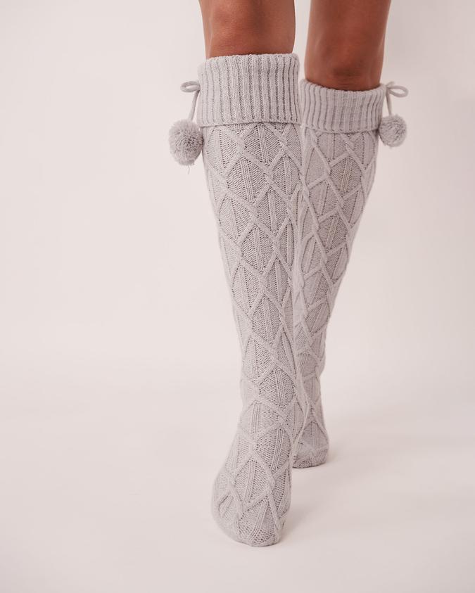 la Vie en Rose Women’s Silver grey Cable Knit Knee-high Socks
