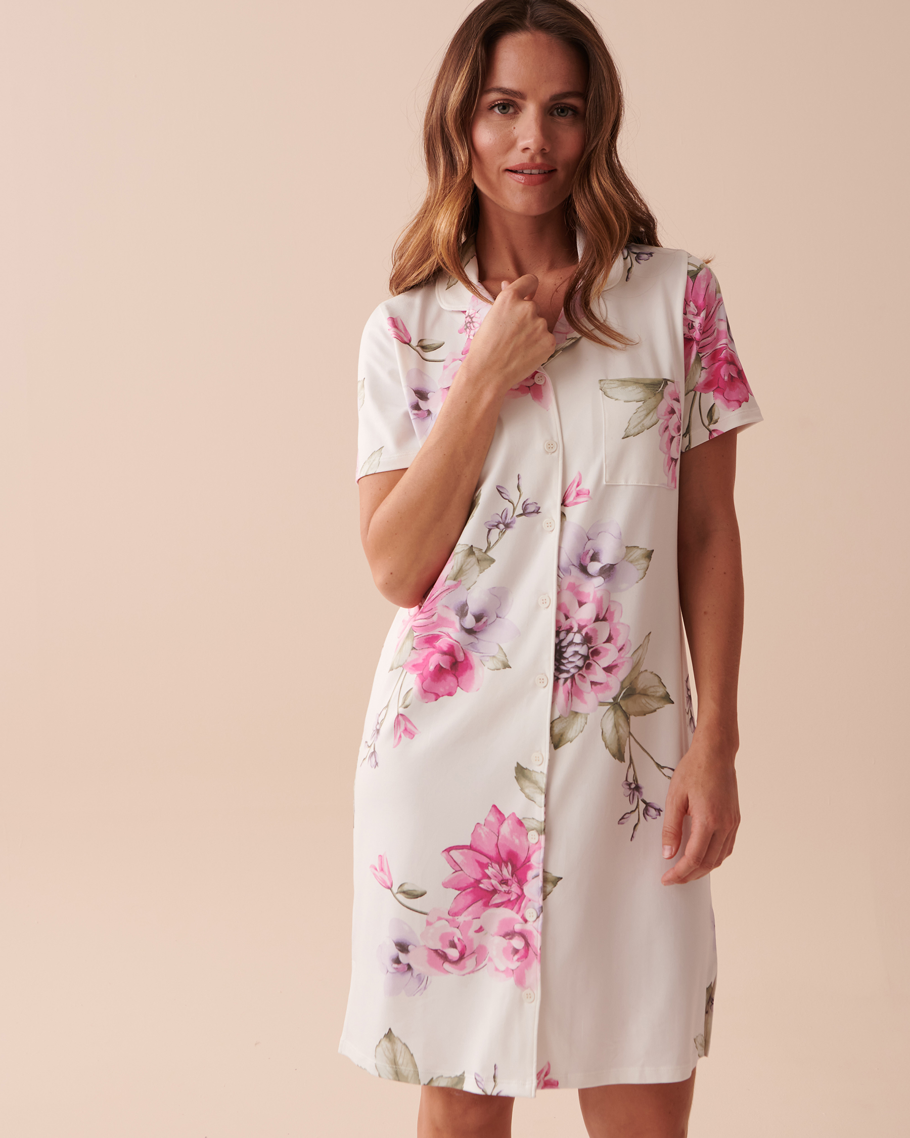 la Vie en Rose Women’s Peonies Garden Floral Super Soft Short Sleeve Sleepshirt