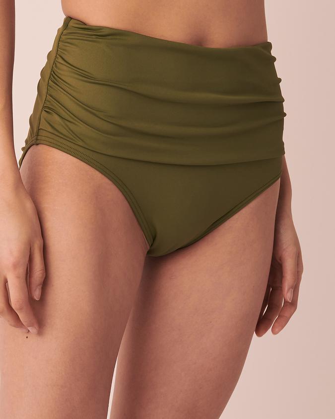 la Vie en Rose Women’s Green Winter Moss Recycled Fibers High Waist Bikini Bottom