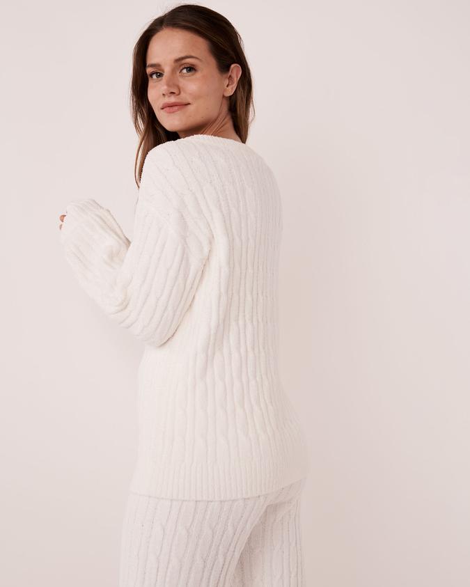 la Vie en Rose Women’s Snow white Cable-knit Chenille Sweater