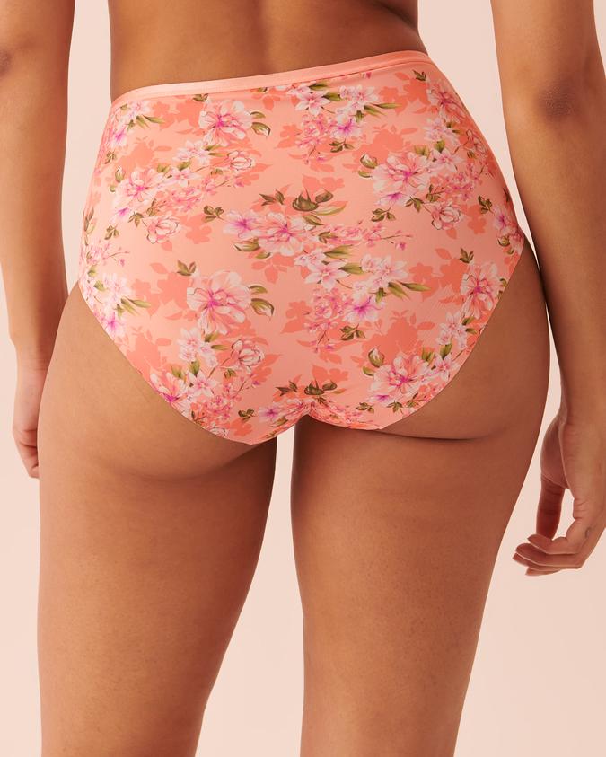 la Vie en Rose Women’s Peachy floral Microfiber Sleek Back High Waist Bikini Panty