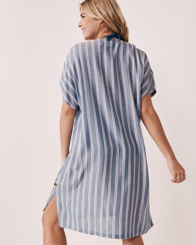la Vie en Rose Women’s Blue stripes Short V-neck Dress