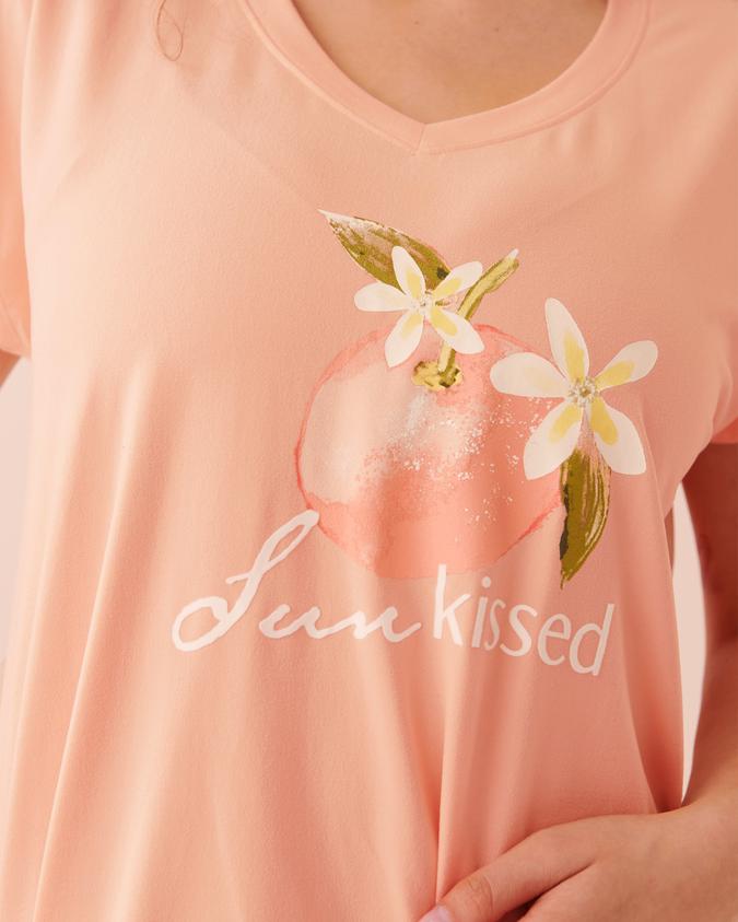 la Vie en Rose Women’s Peach Super Soft Short Sleeve Sleepshirt