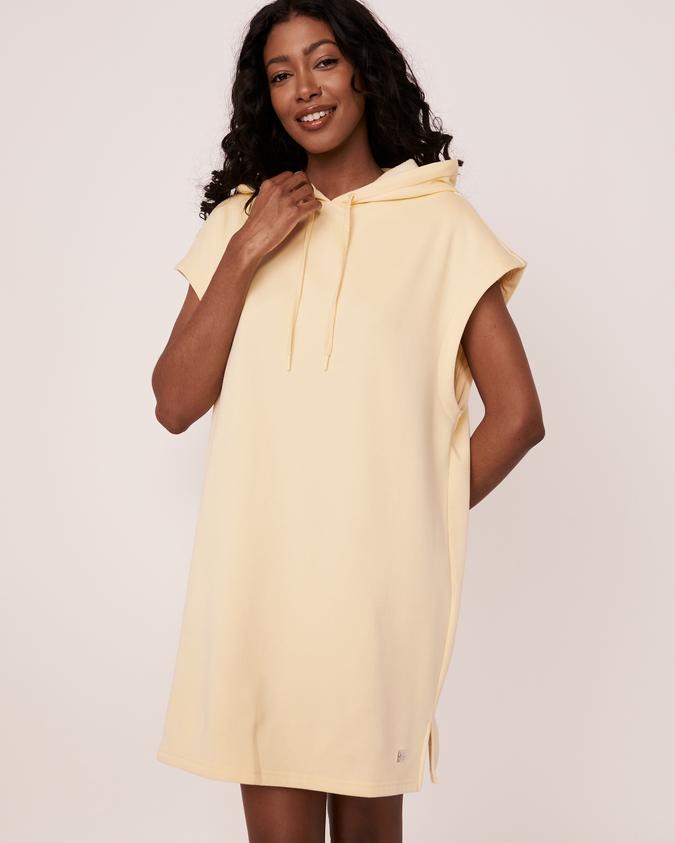 la Vie en Rose Women’s Yellow Fleece Hooded Dress
