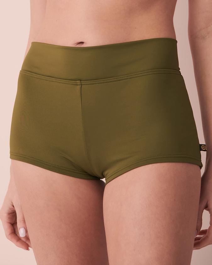 la Vie en Rose Women’s Green Winter Moss Recycled Fibers Boyleg Bikini Bottom