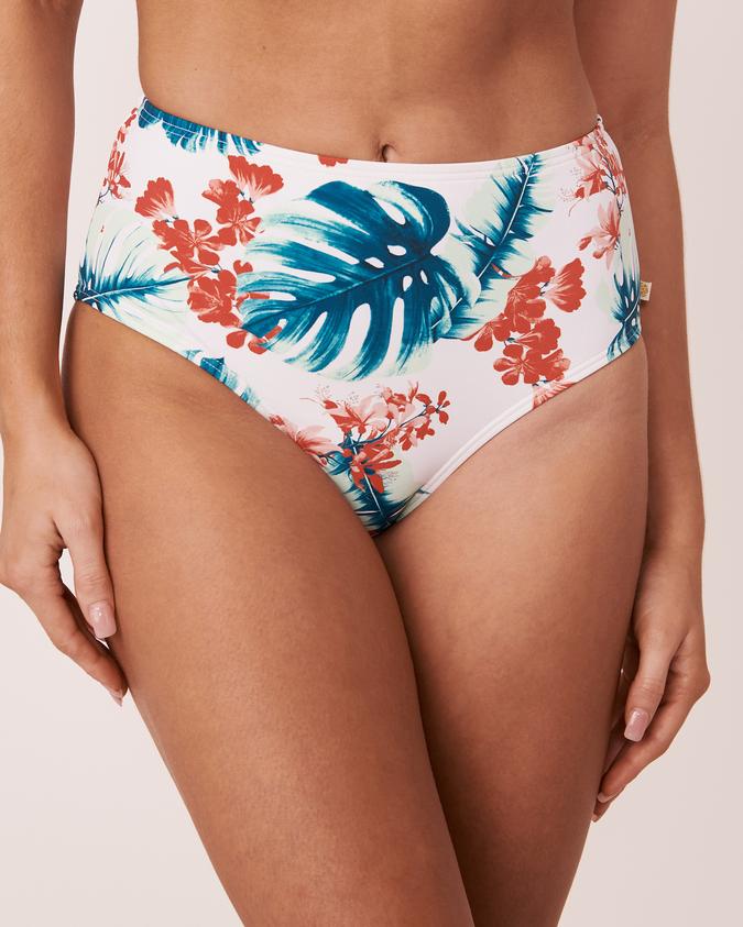 la Vie en Rose Women’s Floral and leafs VIBRANT High Waist Bikini Bottom
