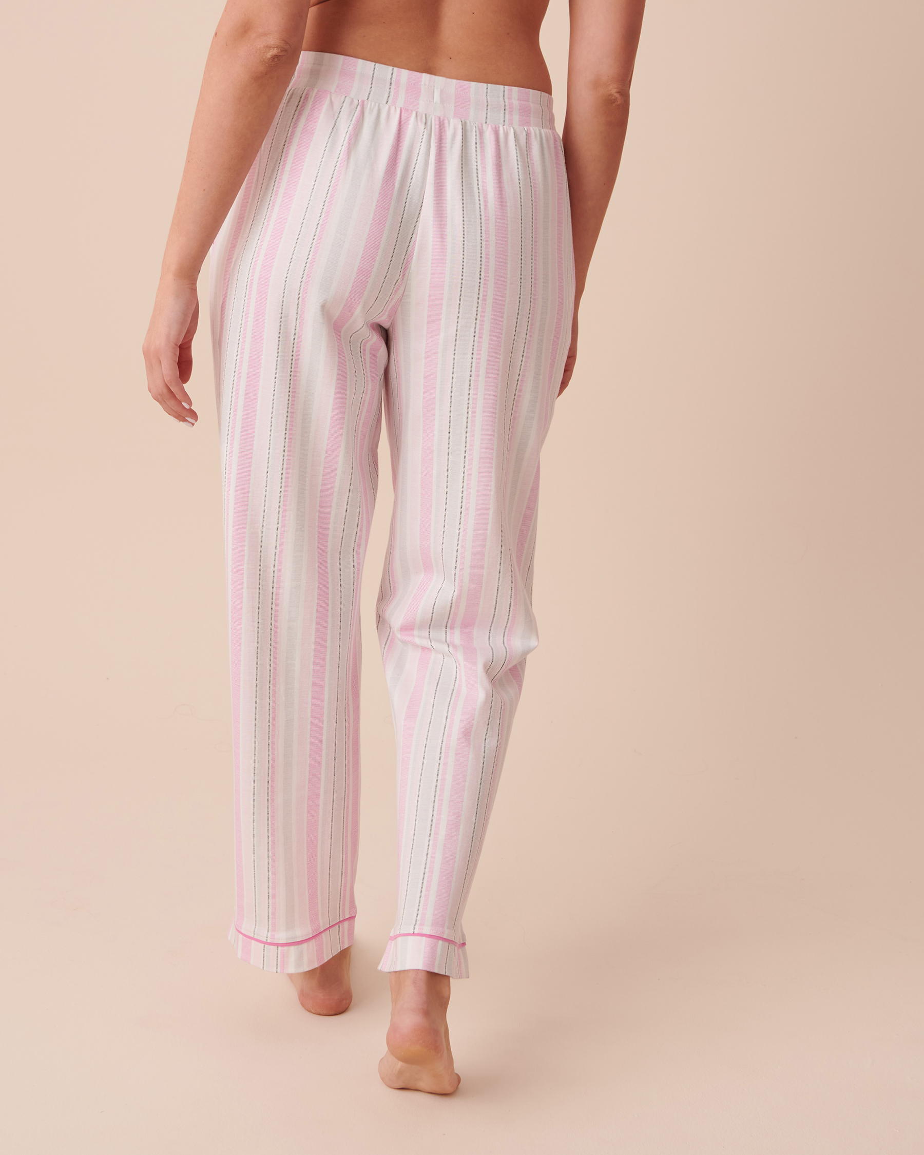 la Vie en Rose Women’s Pink Stripes Striped Cotton Pajama Pants