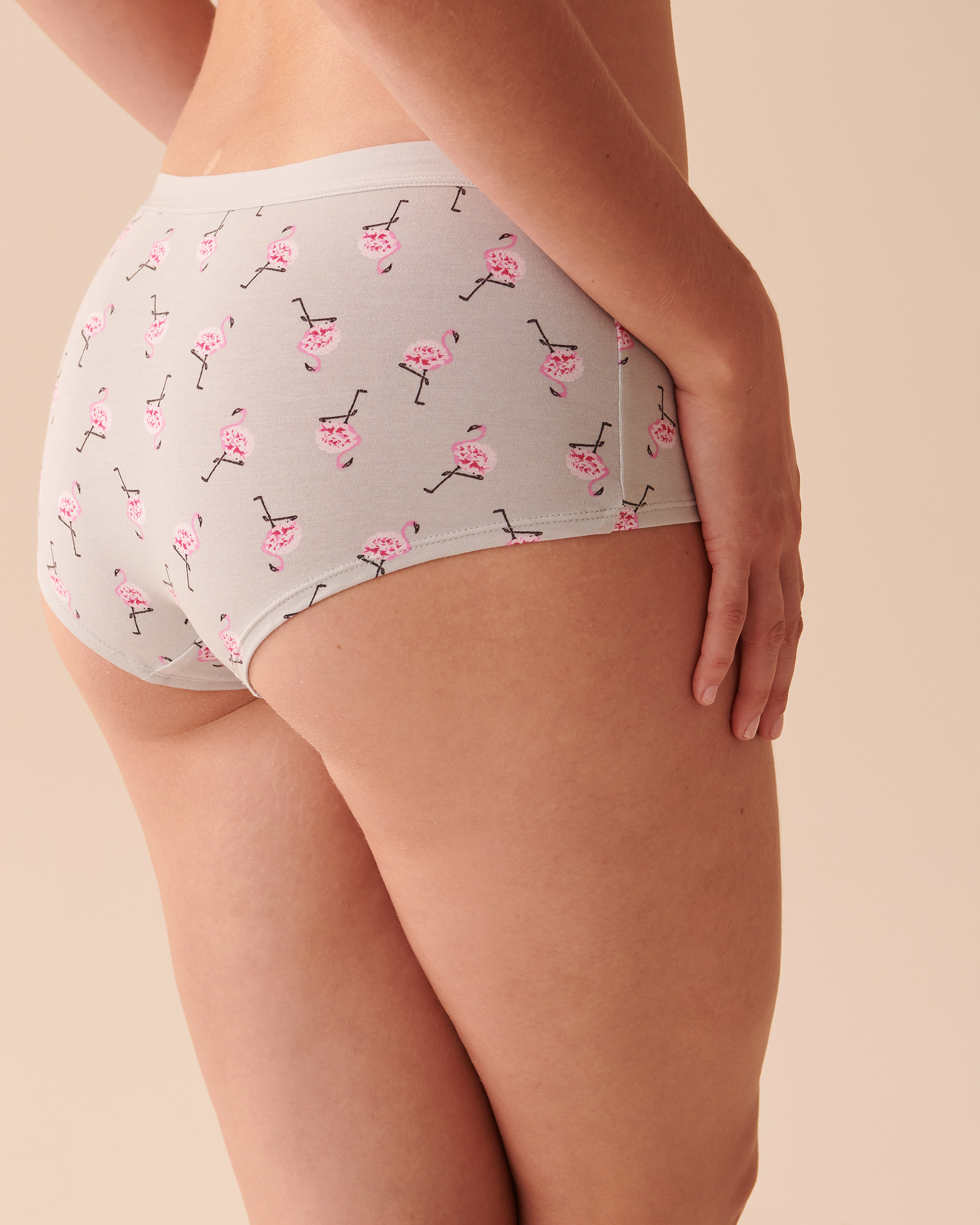 la Vie en Rose Women’s Pink Flamingos Cotton Boyleg Panty