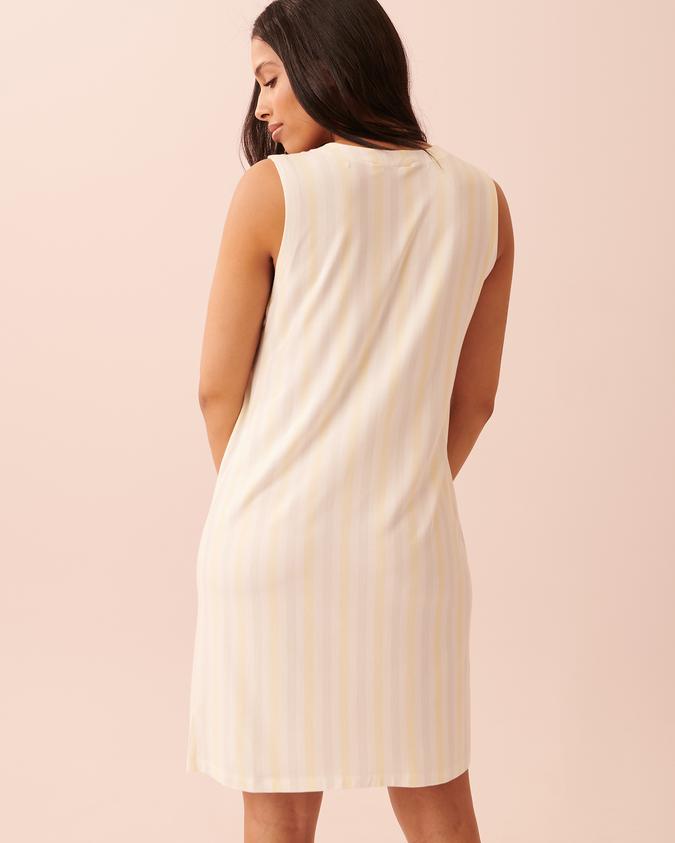 la Vie en Rose Women’s Multi stripes Bamboo Sleeveless Button-down Sleepshirt