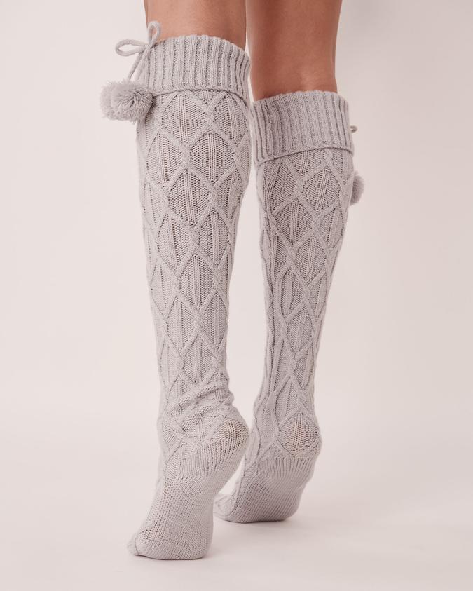 la Vie en Rose Women’s Silver grey Cable Knit Knee-high Socks