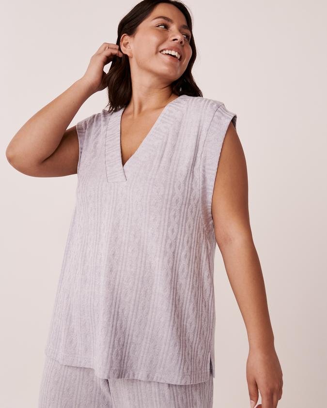 la Vie en Rose Women’s Grey Cable Knit Cap Sleeve Shirt