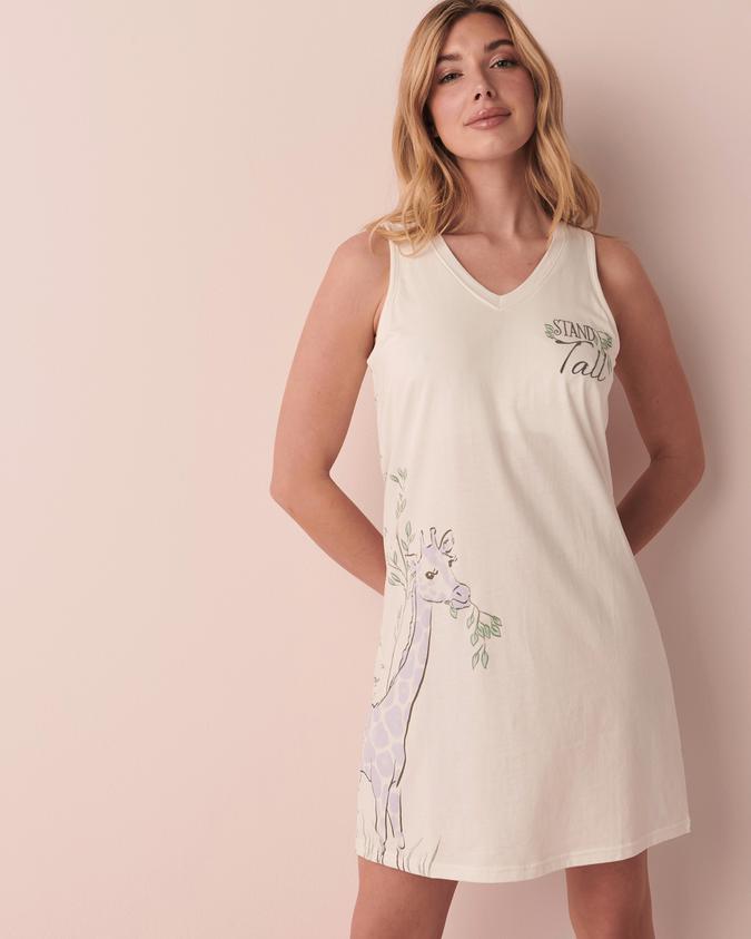 la Vie en Rose Women’s White Cotton Sleeveless Sleepshirt