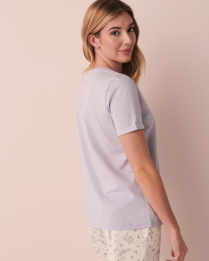 la Vie en Rose Women’s Purple Cotton V Neck T-shirt
