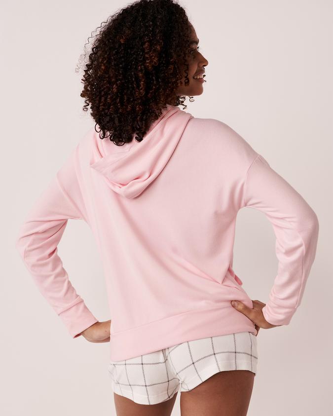 la Vie en Rose Women’s Pink Recycled Fibers Hooded Zip-up Shirt