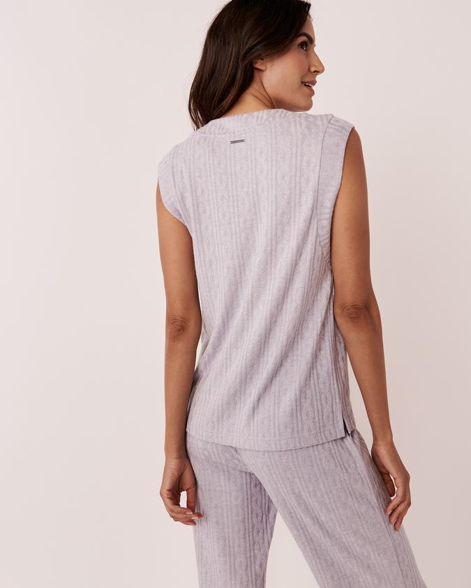 la Vie en Rose Women’s Grey Cable Knit Cap Sleeve Shirt