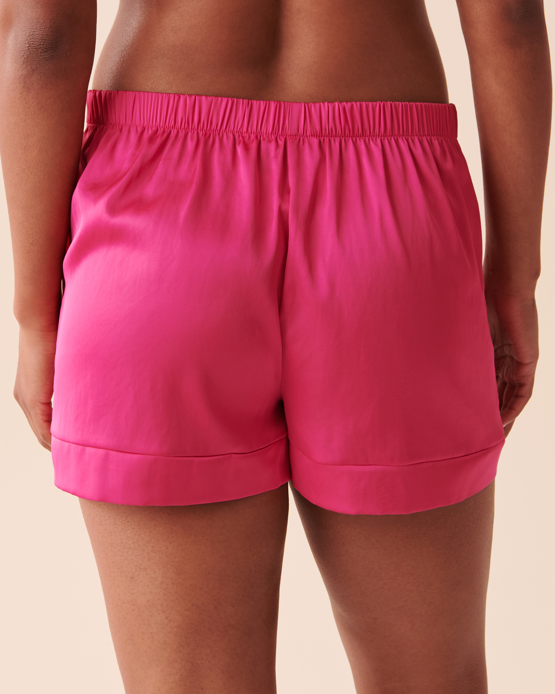 la Vie en Rose Women’s Shocking Pink Satin Shorts