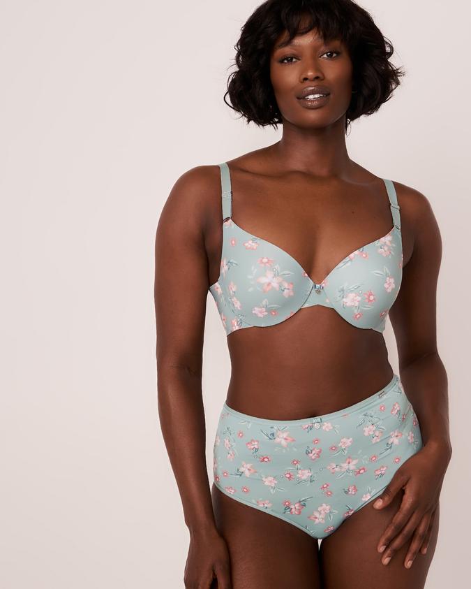 la Vie en Rose Women’s Green Microfiber Sleek Back High Waist Recycled Fibers Bikini Panty