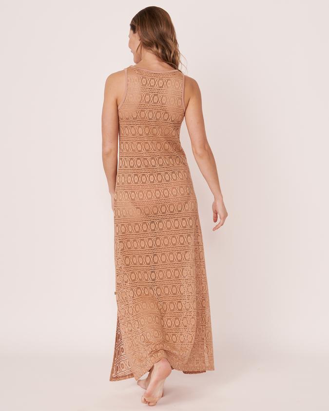 la Vie en Rose Women’s Latte Crochet Maxi Dress