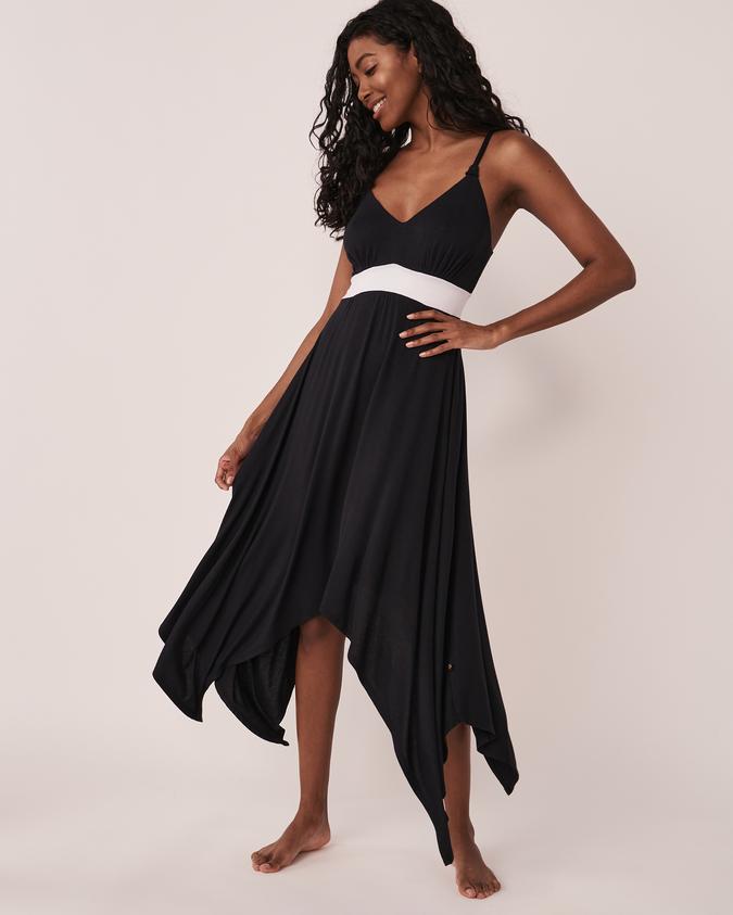 la Vie en Rose Women’s Black Thin Straps Asymmetric Dress