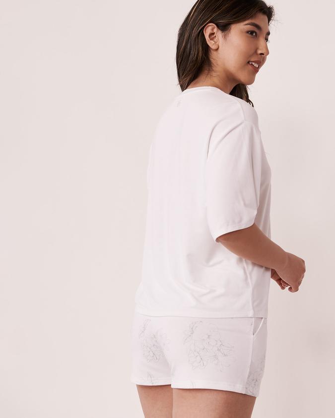 la Vie en Rose Women’s White Modal Drop Shoulder T-shirt