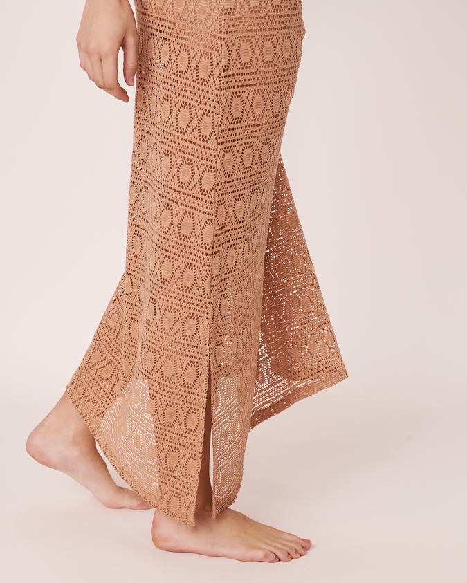 la Vie en Rose Women’s Latte Crochet Maxi Dress