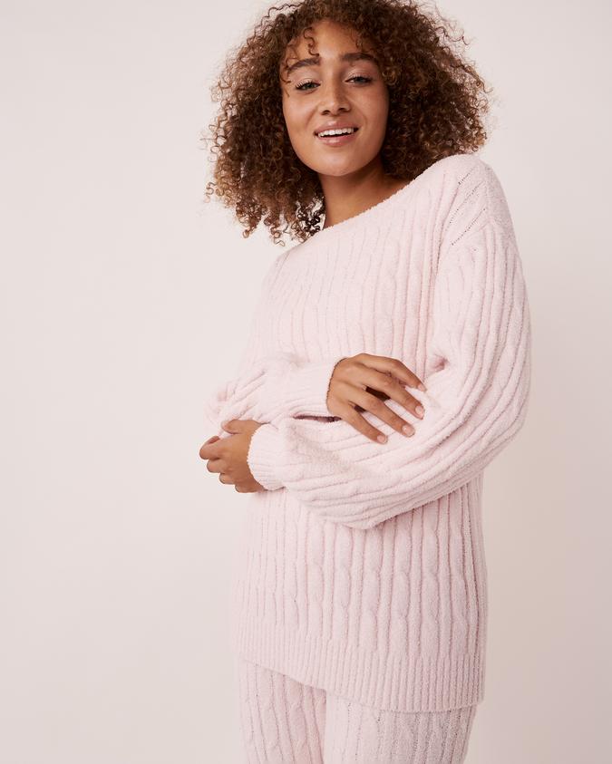 la Vie en Rose Women’s Lilac cloud Cable-knit Chenille Sweater