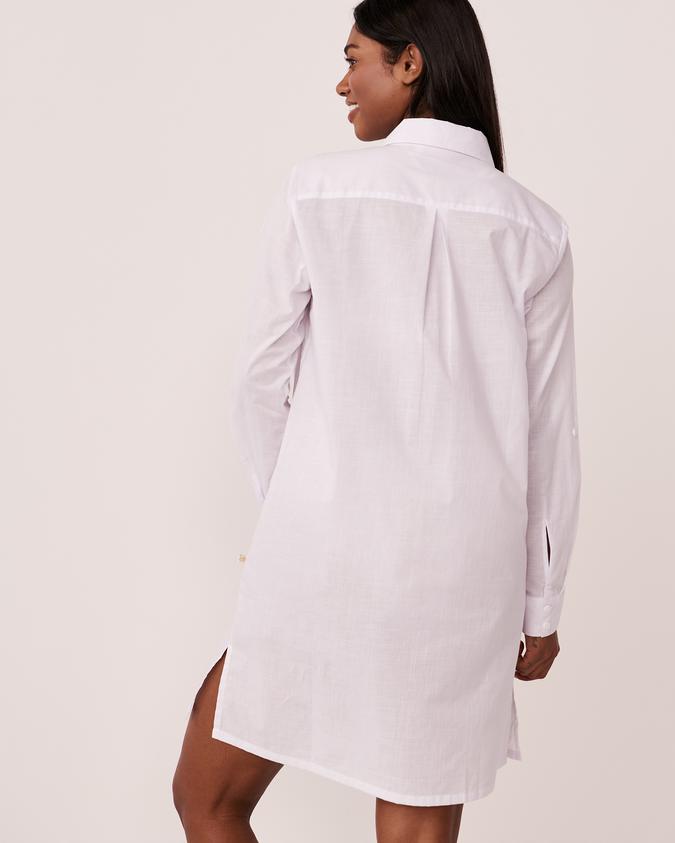 la Vie en Rose Women’s White Organic Cotton Long Button-down Tunic